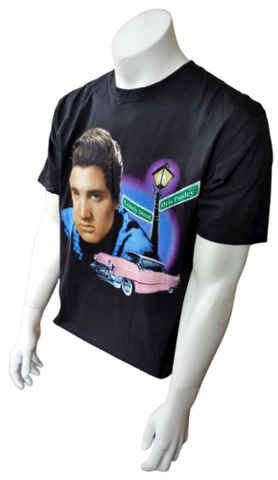 Anvil Men's Elvis Presley Lonely Street Graphic Black Short Sleeve Shirt Size L