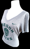 Nike Women's NCAA University Of Oregon Ducks Gray Slim Fit Shirt