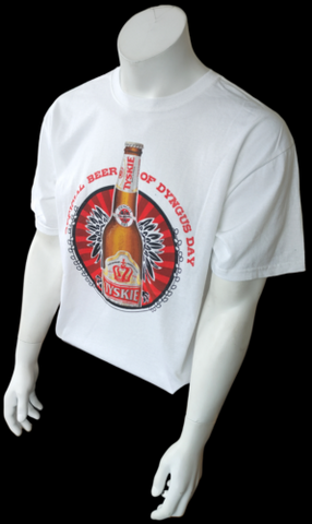 Anvil Men's Tyskie Official Beer Of Dyngus Day Graphic White Shirt Size Large