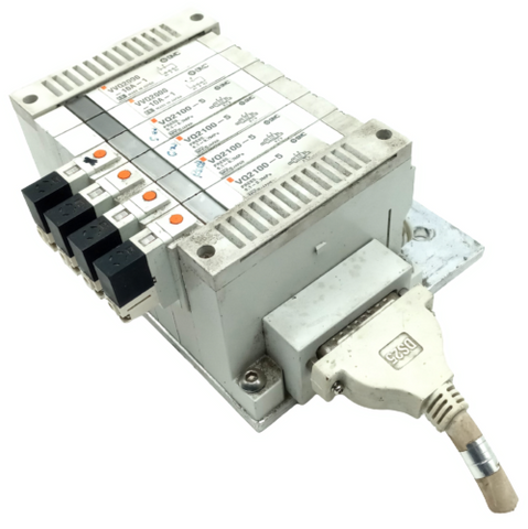 SMC 6-Port Solenoid Valve Bank With (2) VVQ2000 & (4) VQ2100-5 Solenoids