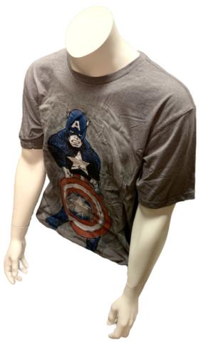 Disney Men's  Marvel Captain America Gray Short Sleeve T-Shirt Size Large