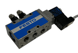 Festo MFH-5-1/4B Solenoid Valve 145PSI w/ MSFG-24/42-50/60-0D & KMF-1-24-2.5-LED