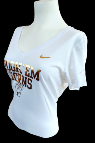Nike Women's NCAA University Of Texas Hook'em Horns White Slim Fit Shi –  Surplus Select