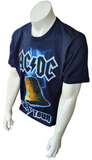 Anvil Men's AC/DC Bell 1981 Tour Song List Navy Short Sleeve Shirt Size Large