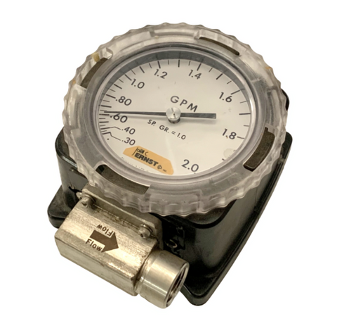 John C. Ernst Co. 302 Flow Meter 0-2 GPM Rated For 180 PSI @ 212°F