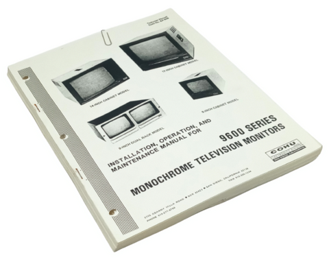 Cohu 9600 Series Monochrome Television Monitors Operation & Maintenance Manual
