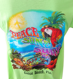 Anvil Men's Ron Jon Surf Shop Peace Sun & Surf Cocoa Beach Green Shirt Size L