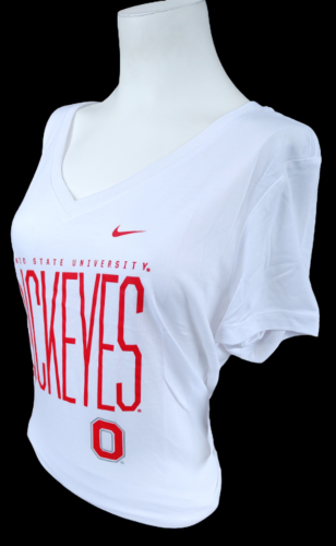 Nike Women's NCAA Ohio State Buckeyes White Slim Fit Shirt Size X-Large