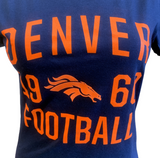 Nike Women's Denver Broncos Football 1960 Navy Short Sleeve Slim Fit Shirt XS