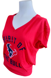 Nike Dri Fit Women's Houston Texans Spirit Of The Bull Red Short Sleeve Shirt L