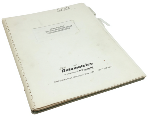 Datametrics Model 770-9694 Hot Wire Anemometer System Instruction Manual