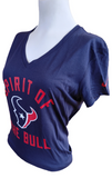 Nike Dri Fit Women's Houston Texans Spirit Of The Bull Navy Short Sleeve Shirt M