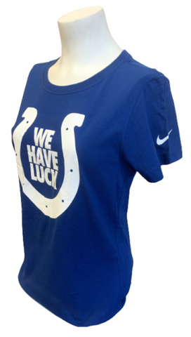 Nike Women's Indianapolis Colts Andrew Luck "We Have Luck" Blue Slim Fit Shirt M