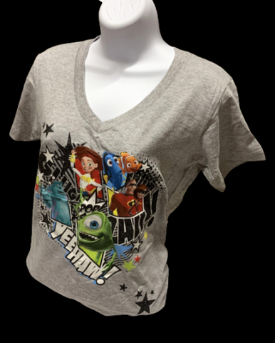 Disney Women's Character Yeehaw Gray Shirt Short Sleeve T-Shirt Size Medium