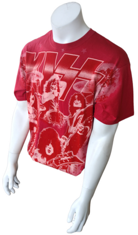 Anvil Men's KISS Band Graphic Red Short Sleeve Shirt Size Large