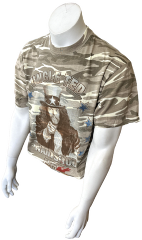 Anvil Men's Ted Nugent Uncle Ted Wants You The Hunting Party Camo Shirt Size L