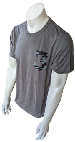 Gildan Performance Men's 3 Graphic Short Sleeve Gray Polyester Shirt Size Large