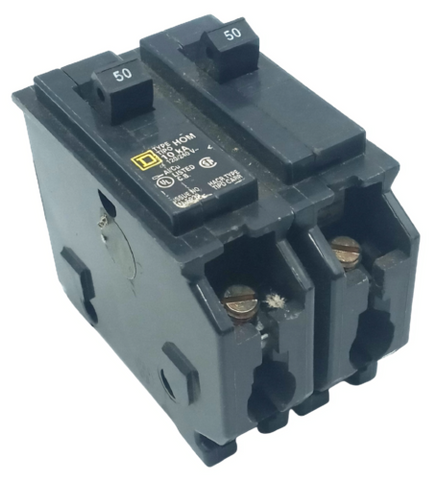 Square D HOM250 2 Pole Circuit Breaker 50A 240VAC 1 PH Plug In Mount