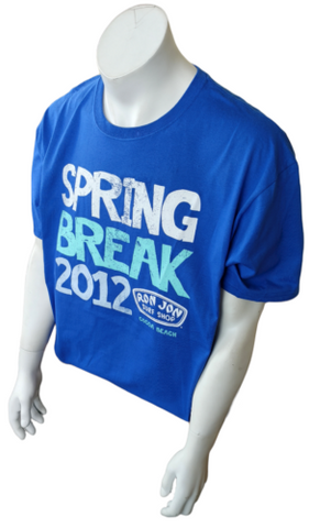 Anvil Men's Ron Jon Surf Shop Spring Break 2012 Cocoa Beach FL Blue Shirt XL