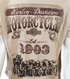 Harley Davidson Motorcycle Men's Est. 1903 Short Sleeve Tan Shirt Size Large