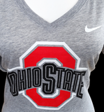 Nike Women's Ohio State Buckeyes OSU Gray Slim Fit Shirt Size Large