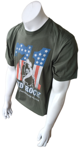 Anvil Men's Kid Rock Born Free Tour 2011 Short Sleeve Green Shirt Size Large