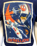Disney Men's Star Wars Join The Rebellion Navy Short Sleeve Shirt Size Medium