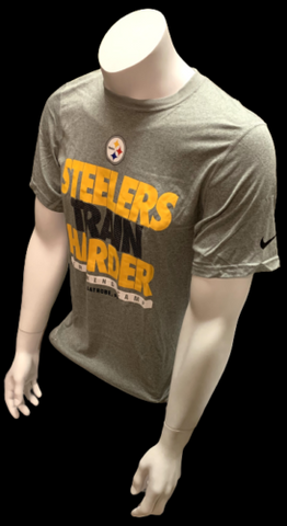 Nike Dri Fit Men's Pittsburgh Steelers Train Harder Gray Short Sleeve Shirt NFL