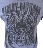 Harley Davidson Motorcycle Men's Skull Back Graphic Gray Shirt Size Large