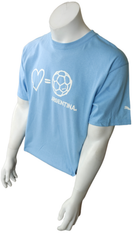 Puma Men's Love Equals Soccer Argentina Blue Short Sleeve Shirt Size Large