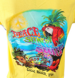 Anvil Men's Ron Jon Surf Shop Peace Sun & Surf Cocoa Beach Yellow Shirt Size L