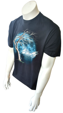Anvil Men's Chevelle Skeleton Smoking Graphic Black Short Sleeve Shirt Size L