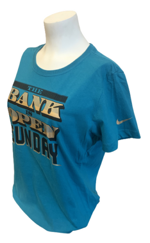 Nike Women's Jacksonville Jaguars The Bank Is Open Sunday Teal Slim Fit Shirt XL
