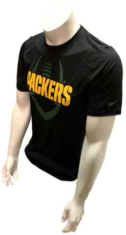 Nike Dri Fit Men's Green Bay Packers Black Short Sleeve Shirt NFL T-Shirt