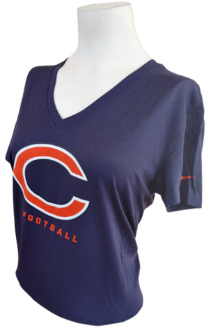 Nike Women's Dri-Fit Chicago Bears NFL Navy Short Sleeve Shirt Size La