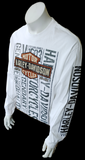 Harley Davidson Motorcycle Men's Graphic White Long Sleeve Shirt Size Large
