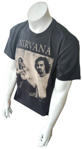 Anvil Men's Nirvana Band Graphic Black Short Sleeve Shirt Size Large