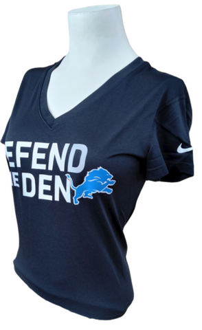 Nike Dri Fit Women's Detroit Lions Defend The Den Black Short Sleeve Shirt Small