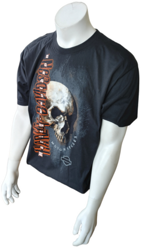 Alstyle Men's Harley Davidson Motorcycle Skull Graphic Black Shirt Size Large