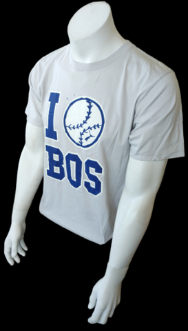Puma Men's I Love Boston Baseball Light Gray Short Sleeve Shirt Size Medium