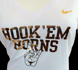 Nike Women's NCAA University Of Texas Hook'em Horns White Slim Fit Shirt Size L