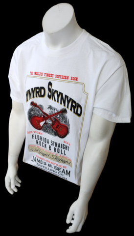 Alstyle Men's Lynard Skynard Jim Beam Distilling Co. White Shirt Size Large