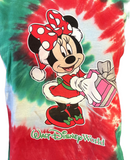 Disney Parks Minnie Mouse Santa Tie Dye Short Sleeve Shirt Size Youth Medium