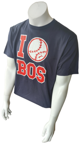 Puma Men's I Love Boston Baseball Navy Short Sleeve Shirt Size Large