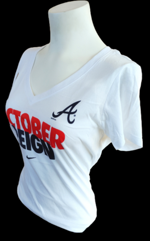 Nike Women's Atlanta Braves October Reign White Slim Fit Shirt Size Medium