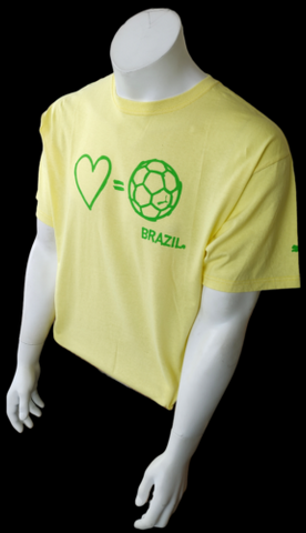Puma Men's Love Equals Soccer Brazil Yellow Short Sleeve Shirt Size Large