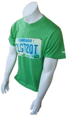 Puma Men's Chicago The Windy City License Plate Green Shirt Size Medium