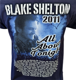 Anvil Men's Blake Shelton All About Tonight 2011 Tour Navy Shirt Size Large