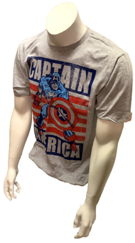 Disney Men's Marvel Captain America Gray Shirt Short Sleeve T-Shirt Size Medium