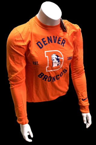 Nike Men's Denver Broncos Retro Orange Long Sleeve Shirt NFL T-Shirt